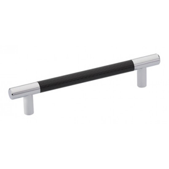 Emtek Carbon Fiber 5" (128mm) Center-to-Center Bar Cabinet Pull - (Black/Chrome)