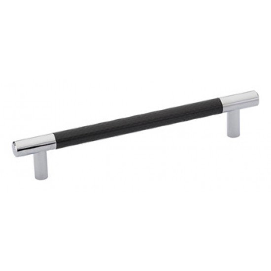 Emtek Carbon Fiber 6" Center-to-Center Bar Cabinet Pull - (Black/Chrome)