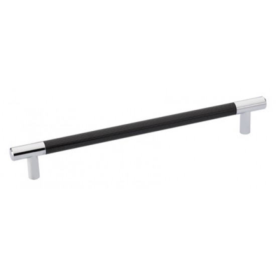 Emtek Carbon Fiber 8" Center-to-Center Bar Cabinet Pull - (Black/Chrome)