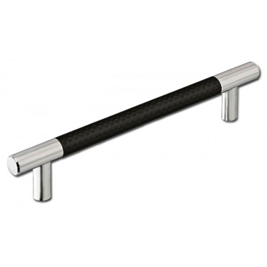 Emtek Carbon Fiber 8" Center-to-Center Bar Cabinet Pull - (Black/Satin Nickel)