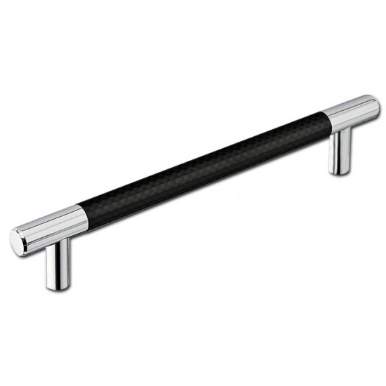 Emtek Carbon Fiber 12" Center-to-Center Bar Cabinet Pull - (Black/Chrome)