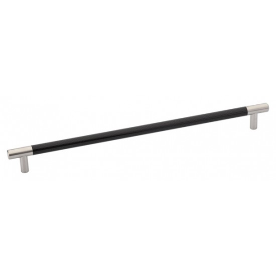 Emtek Carbon Fiber 12" Center-to-Center Bar Cabinet Pull - (Black/Satin Nickel)