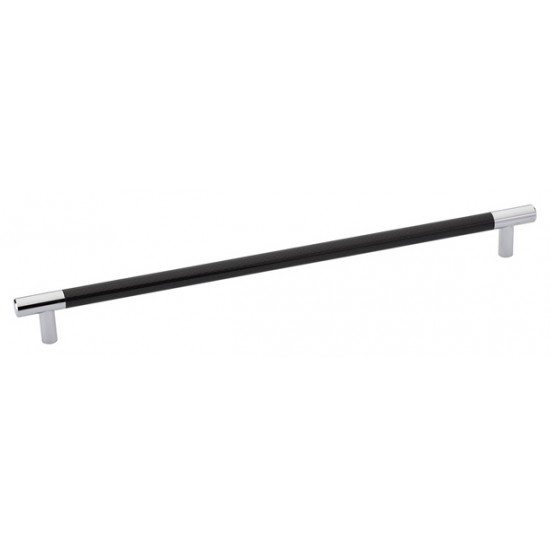 Emtek Carbon Fiber 12" Center-to-Center Bar Cabinet Pull - (Black/Chrome)