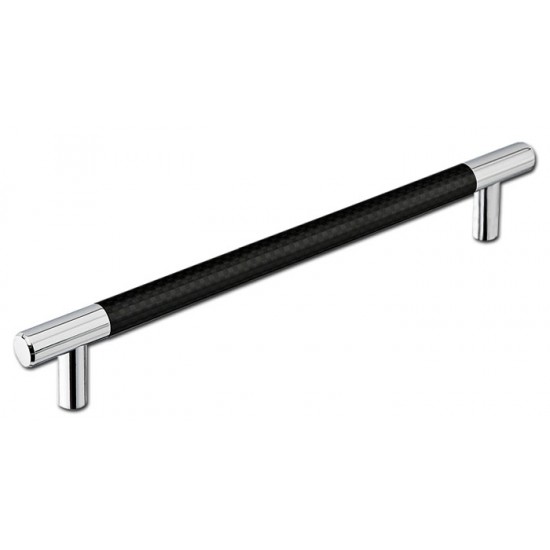 Emtek Carbon Fiber 16" Center-to-Center Bar Cabinet Pull - (Black/Chrome)