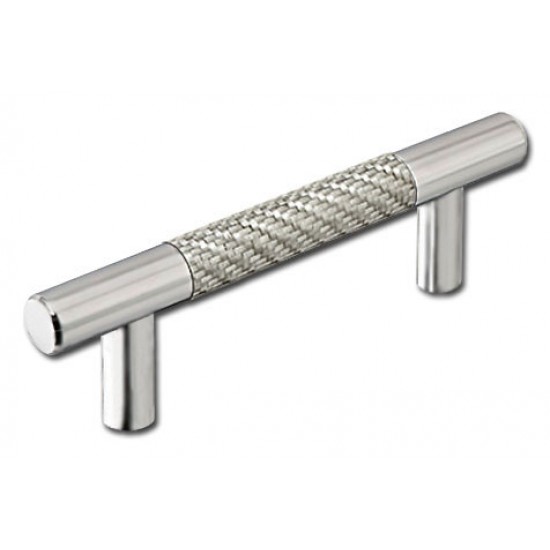 Emtek Carbon Fiber 3-1/2" Center-to-Center Bar Cabinet Pull - (Silver/Satin Nickel)