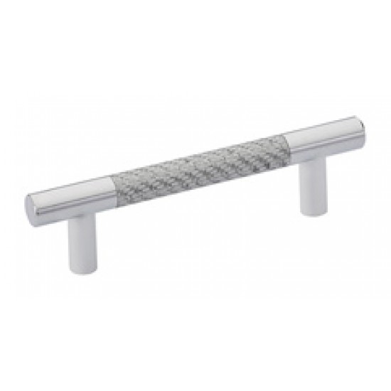 Emtek Carbon Fiber 3-1/2" Center-to-Center Bar Cabinet Pull - (Silver/Chrome)