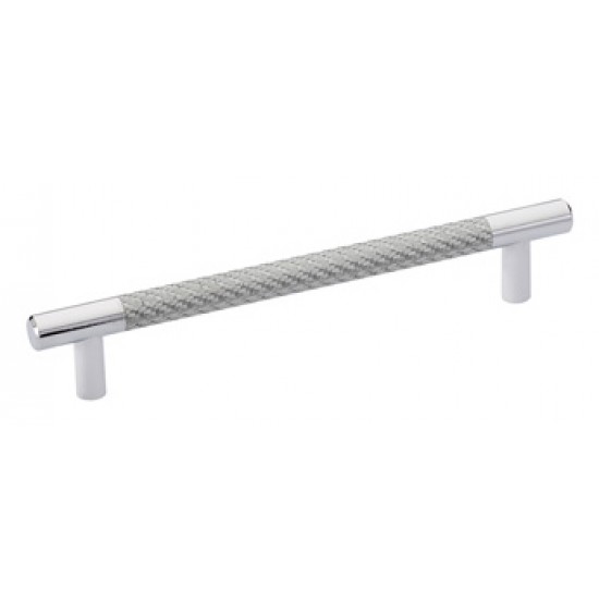 Emtek Carbon Fiber 6" Center-to-Center Bar Cabinet Pull - (Silver/Chrome)