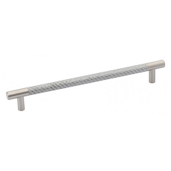 Emtek Carbon Fiber 12" Center-to-Center Bar Cabinet Pull - (Silver/Chrome)