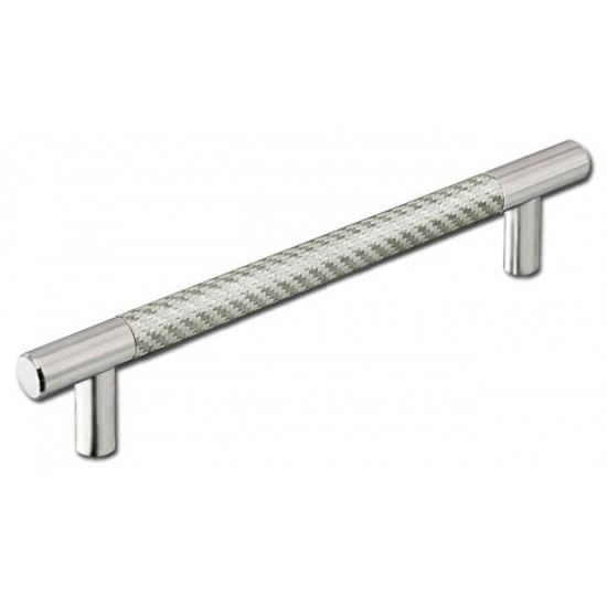 Emtek Carbon Fiber 8" Center-to-Center Bar Cabinet Pull - (Silver/Satin Nickel)