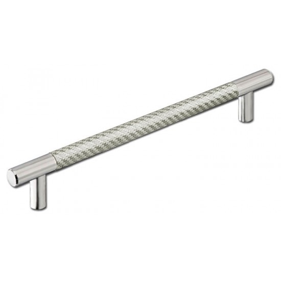 Emtek Carbon Fiber 16" Center-to-Center Bar Cabinet Pull - (Silver/Satin Nickel)