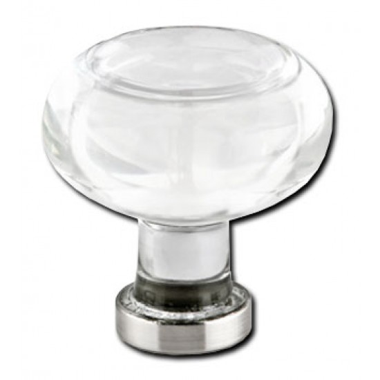 Emtek 1-1/4" Georgetown Glass Cabinet Knob - (Satin Nickel)