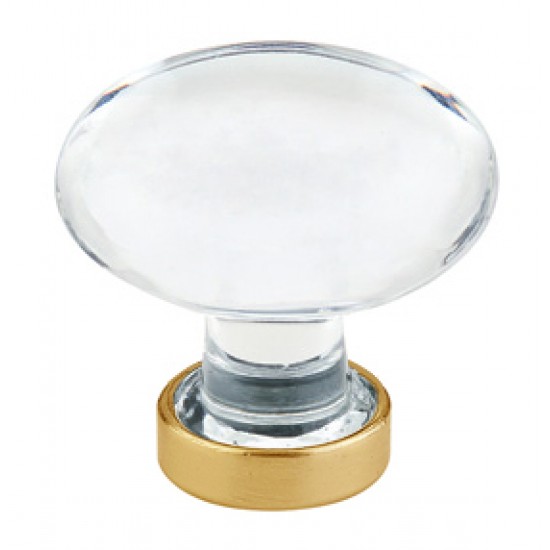 Emtek 1-3/4" Hampton Glass Cabinet Knob - (Satin Brass)