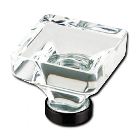 Emtek 1-3/8" Lido Glass Cabinet Knob - (Flat Black)