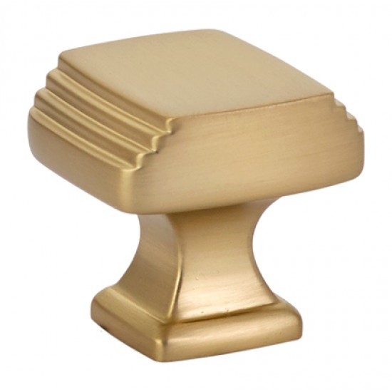 Emtek Art Deco 1-1/4" Square Cabinet Knob (Satin Brass)