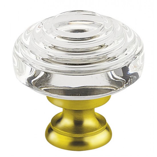 Emtek 1-1/4" Deco Glass Cabinet Knob - (Polished Brass)