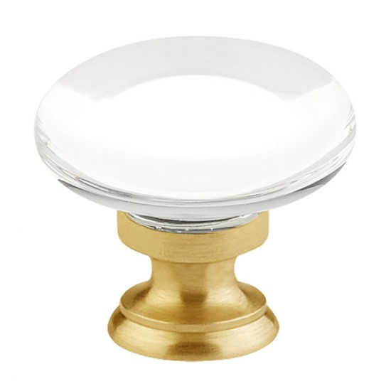 Emtek 1-3/8" Providence Glass Cabinet Knob - (Satin Brass)