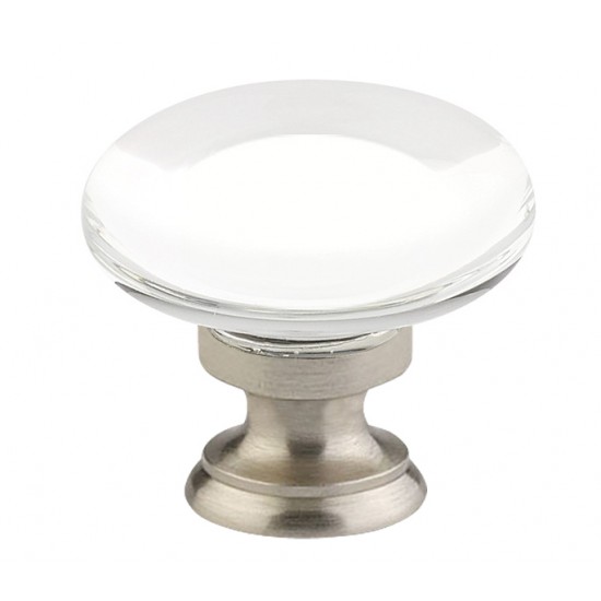 Emtek 1-3/4" Providence Glass Cabinet Knob - (Satin Nickel)