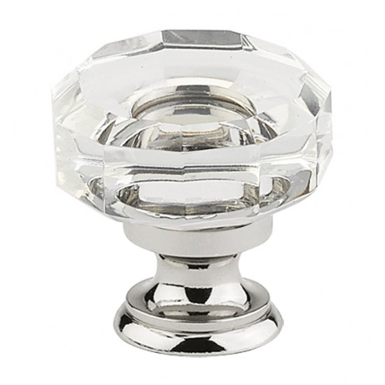 Emtek 1-3/8" Lowell Glass Cabinet Knob - (Polished Chrome)