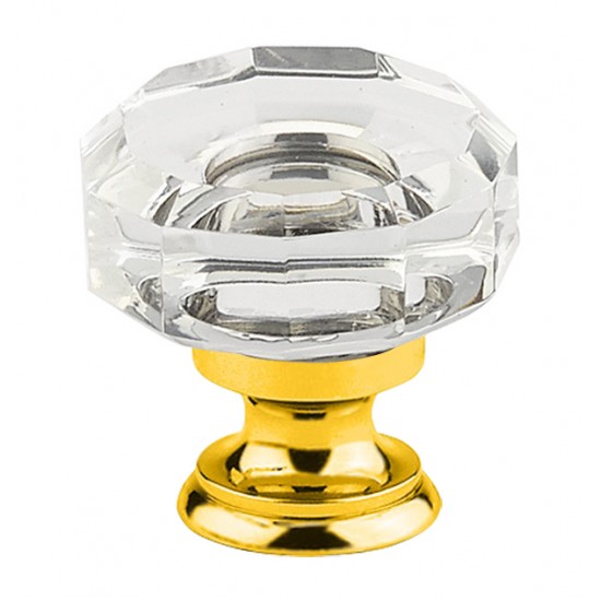 Emtek 1-3/8" Lowell Glass Cabinet Knob - (Polished Brass)