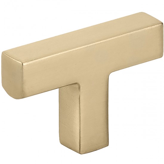 Emtek Modern Rectangular 2" Warwick Cabinet T-Knob (Satin Brass)