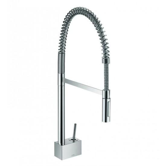 Hansgrohe 10820001 Axor Starck 11 7/8" Single Handle Deck Mounted Semi-Pro 2-Spray Pull-Down Kitchen Faucet in Chrome