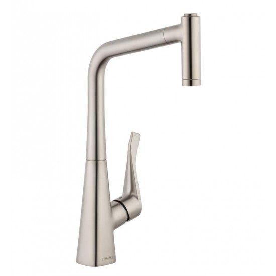 Hansgrohe 14820 Metris 11 1/8" Single Handle Deck Mounted 2-Spray High-Arc Pull-Out Kitchen Faucet