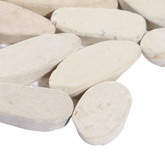 PEBBLESTONE LOVINA WHITE SLICED FLAT OVAL NATURAL STONE