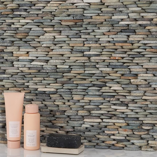 PEBBLESTONE SUMATRA STACKED SLICED NATURAL STONE