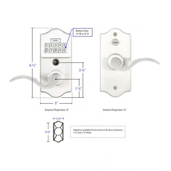 Emtek Keypad Leverset Satin Nickel US15