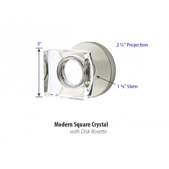 Emtek Modern Square Crystal Knob Tumbled White Bronze TWB