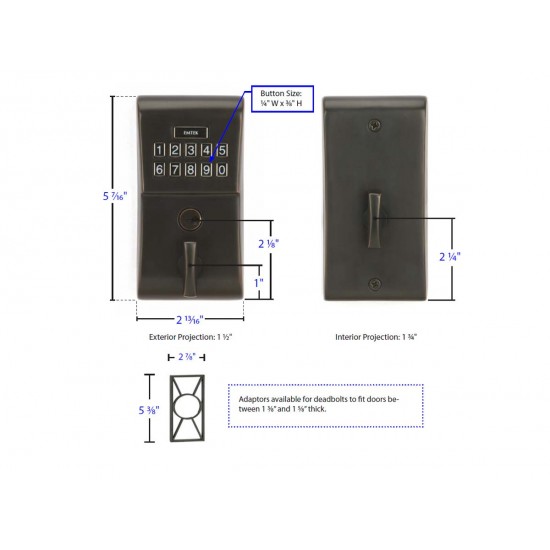 Emtek Modern Brass Keypad Deadbolt Flat Black US19