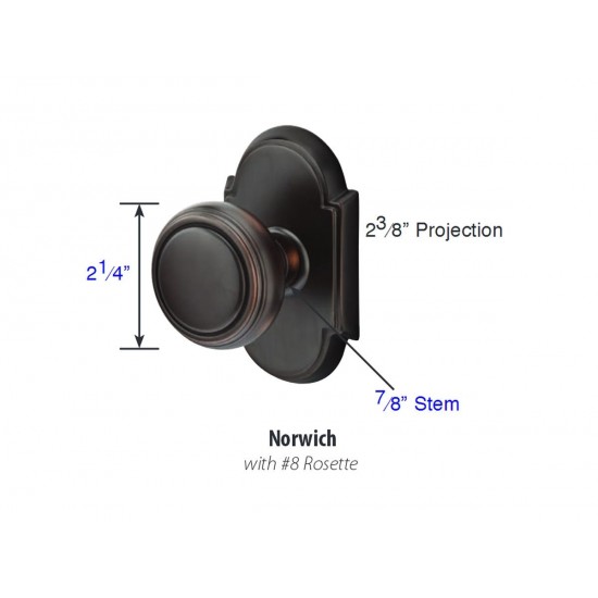 Emtek Norwich Brass Knob Oil Rubbed Bronze US10B