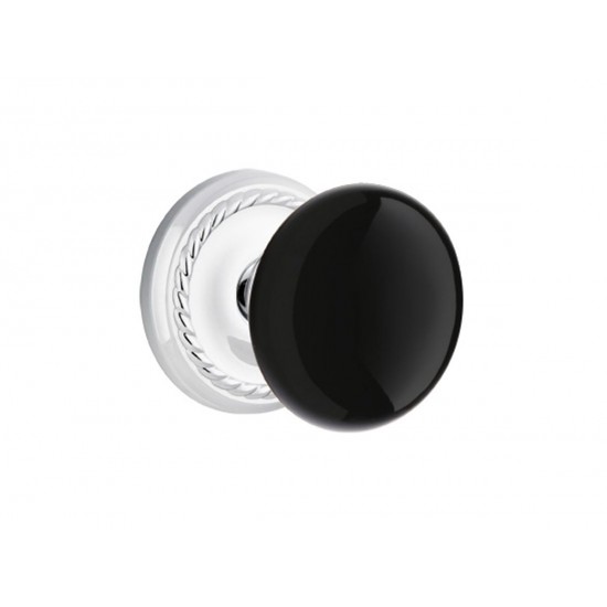 Emtek Ebony Porcelain Knob Polished Chrome US26