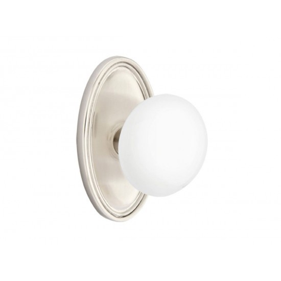 Emtek Ice White Porcelain Knob Satin Nickel US15