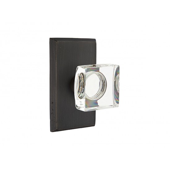 Emtek Modern Square Crystal Knob Medium Bronze Patina MB