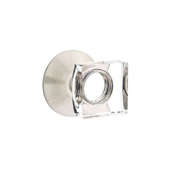 Emtek Modern Square Crystal Knob Satin Nickel US15