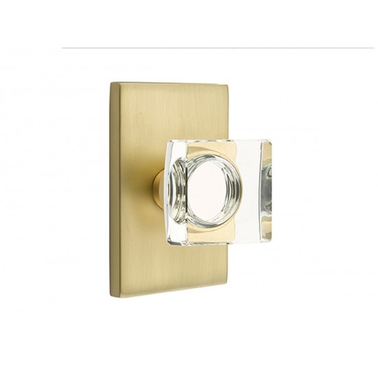 Emtek Modern Square Crystal Knob Satin Brass US4