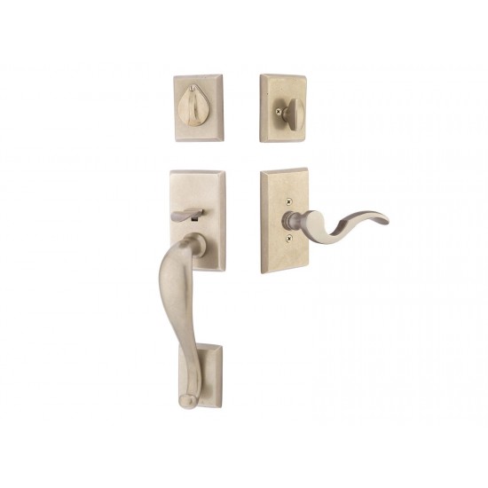 Emtek Rectangular Sectional Mortise Entry Handleset Tumbled White Bronze TWB