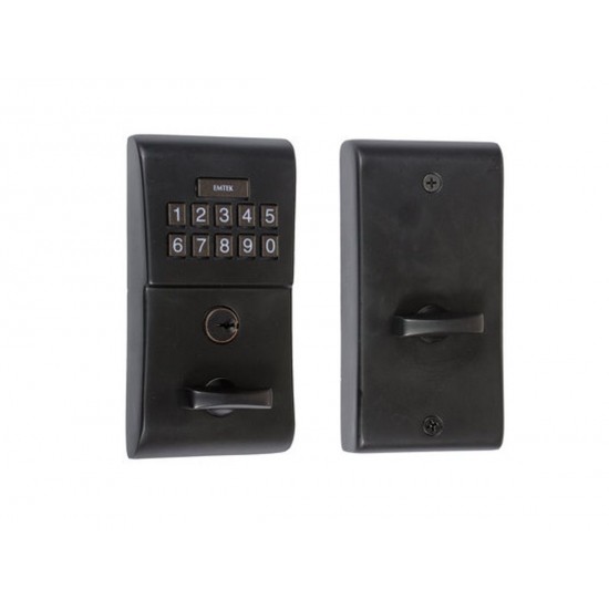 Emtek Modern Brass Keypad Deadbolt Flat Black US19