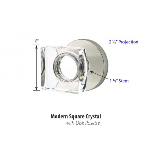 Emtek Modern Square Crystal Knob Satin Nickel US15