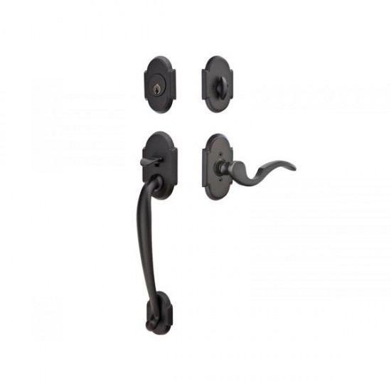 Emtek Nashville Tubular Entry Handleset Flat Black US19