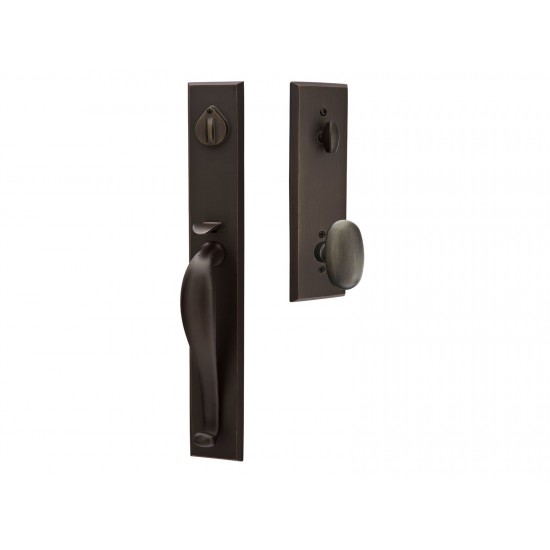 Emtek Rectangular Full Length Style Tubular Entry Handleset Medium Bronze Patina MB