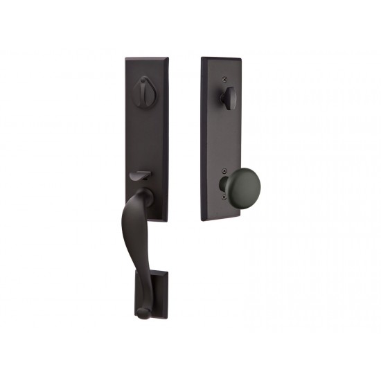 Emtek Rectangular Monolithic Tubular Entry Handleset Flat Black Bronze Patina FB