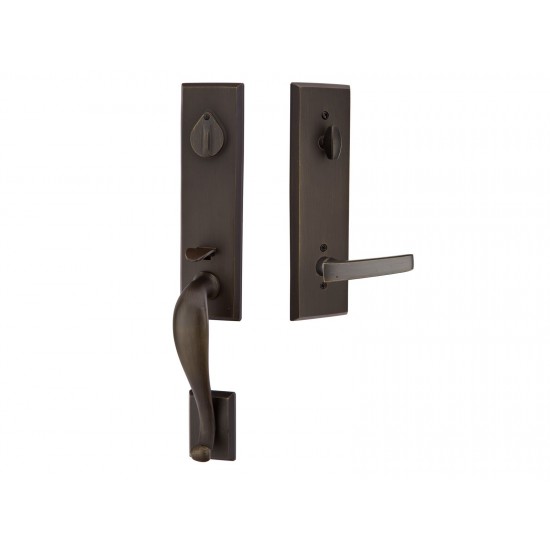 Emtek Rectangular Monolithic Tubular Entry Handleset Medium Bronze Patina MB