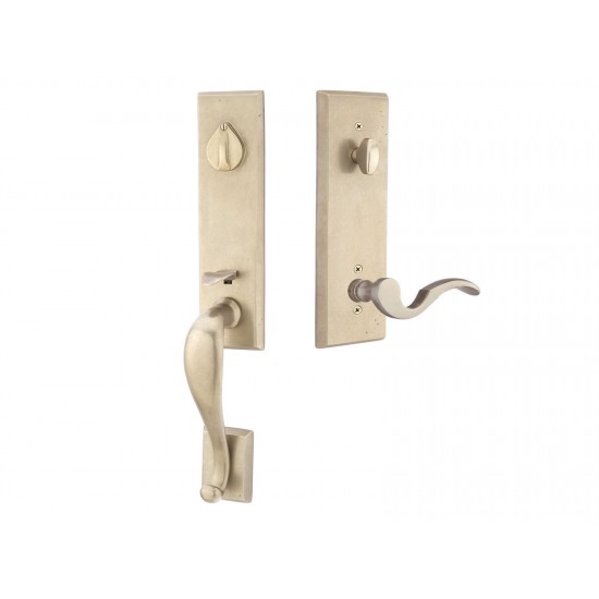 Emtek Rectangular Monolithic Tubular Entry Handleset Tumbled White Bronze TWB