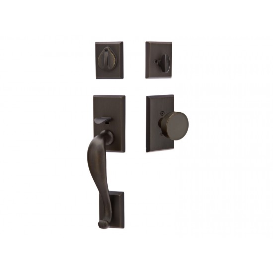 Emtek Rectangular Sectional Tubular Entry Handleset Medium Bronze Patina MB