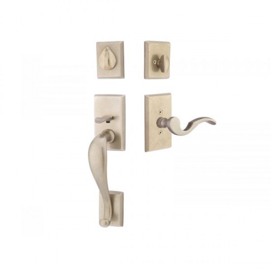 Emtek Rectangular Sectional Tubular Entry Handleset Tumbled White Bronze TWB