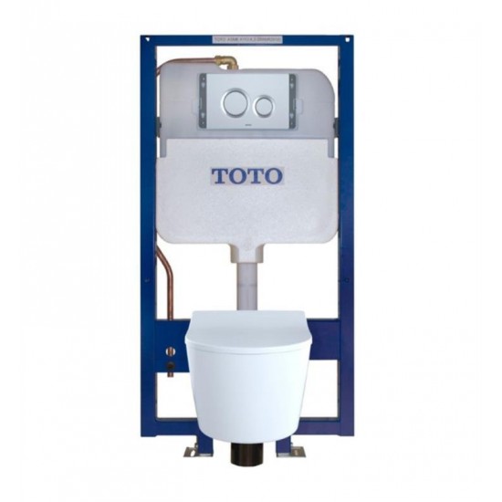 TOTO CWT447247CMFG RP Wall-Hung One-Piece D-Shape Toilet and In-Wall Tank System with 1.28 GPF & 0.9 GPF Dual Flush
