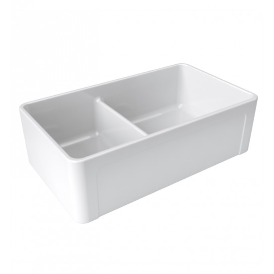 LaToscana LTD3319W Reversible Double Bowl Fireclay Farmhouse Sink