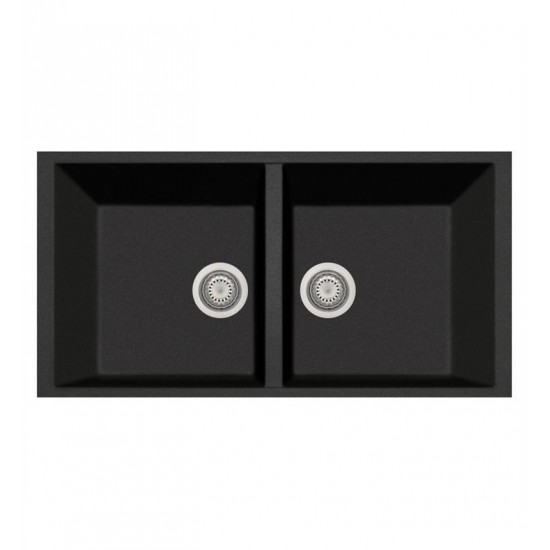 LaToscana AM8620ST Elegance 33 7/8" Double Bowl Undermount Granite Rectangular Kitchen Sink